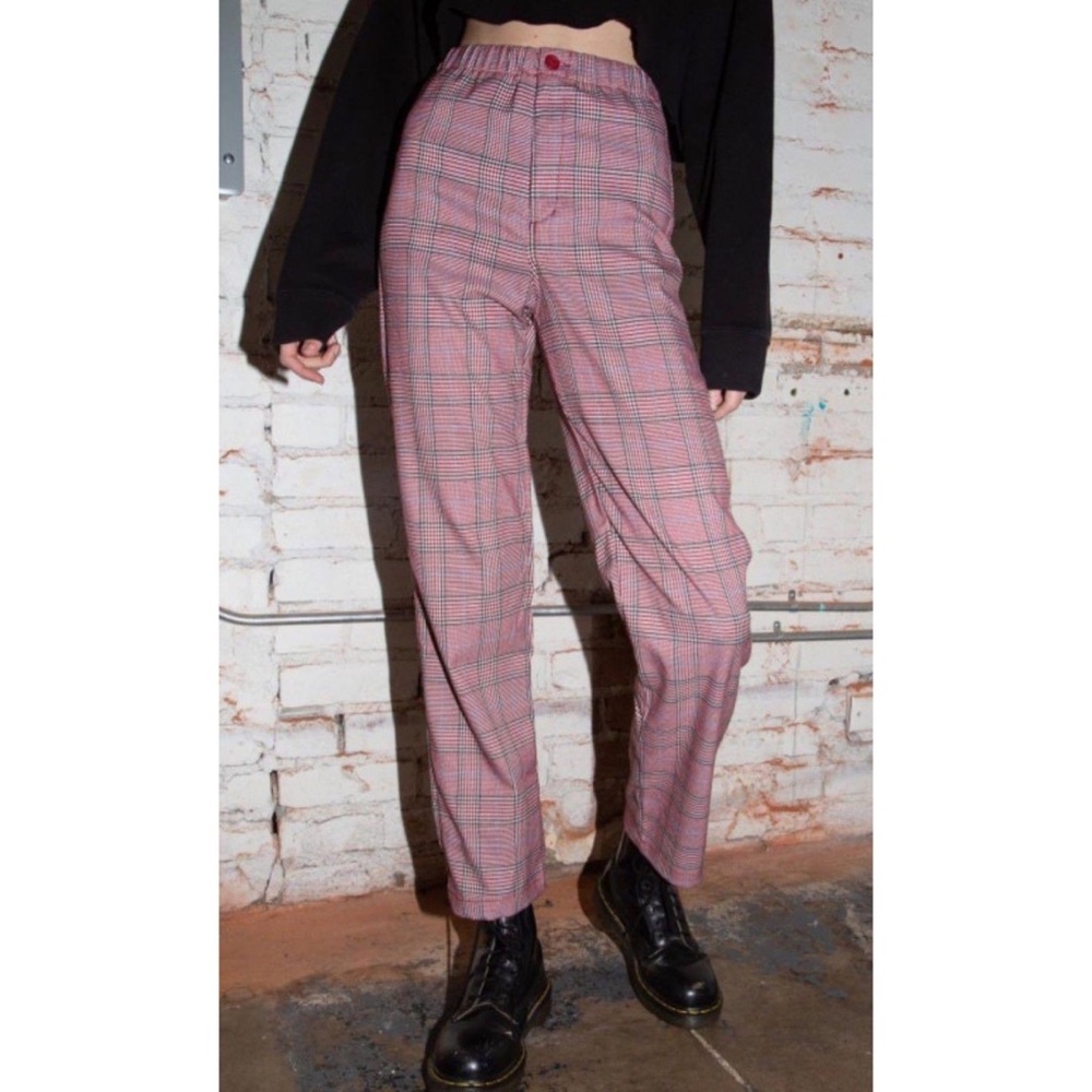 John Galt Brandy Melville Plaid High Waist Trouser Pants